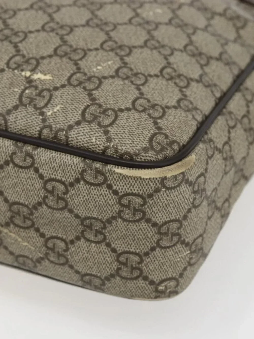 GUCCI GG Supreme Shoulder Bag PVC Beige Gold 201448 Auth ti3728